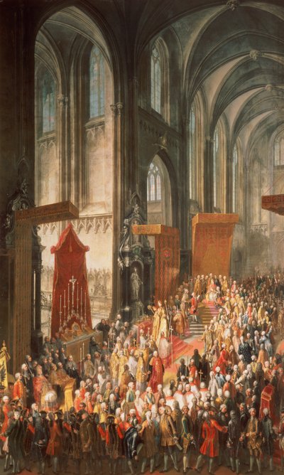 The Investiture of Joseph II Following His Coronation as Emperor of Germany in Frankfurt Cathedral, 1764 by Martin II Mytens or Meytens